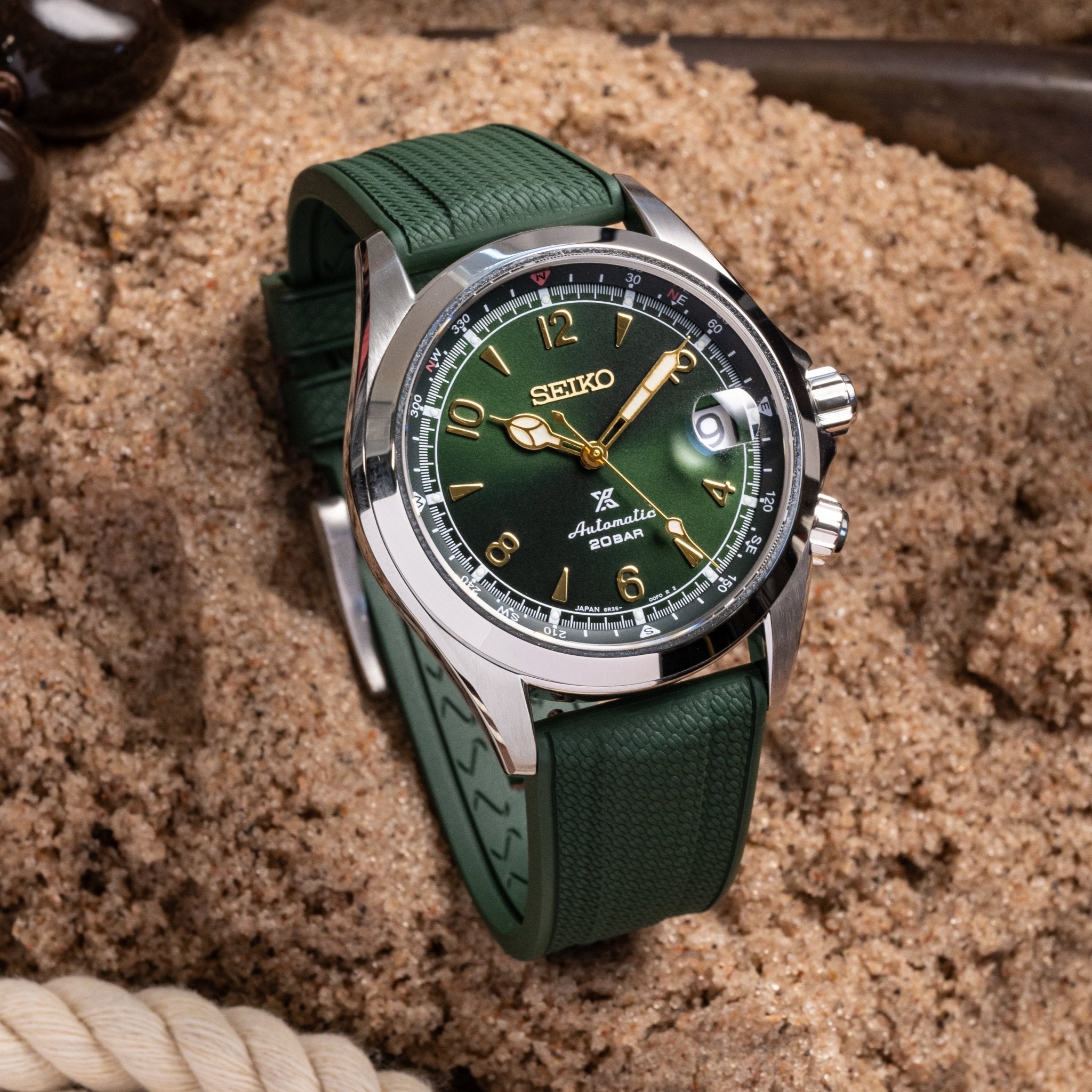 AnchorFlex Flagship FKM Rubber Watch Strap - Seaweed Green