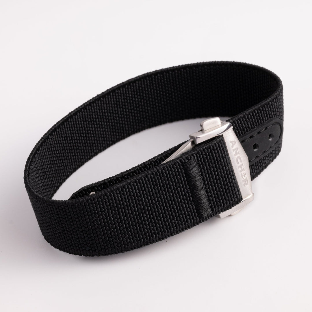 Black Deployant Elastic Strap - Anchor Strap Co.