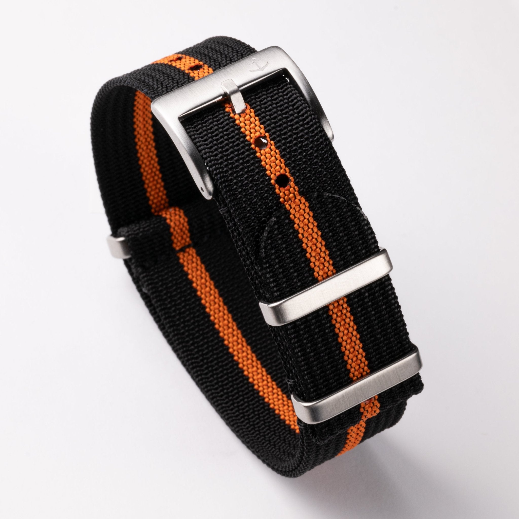 Black & Orange Ribbed Nylon Strap - Anchor Strap Co.