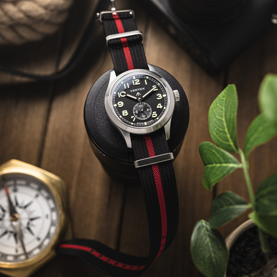 Black & Red Ribbed Nylon Strap - Anchor Strap Co.