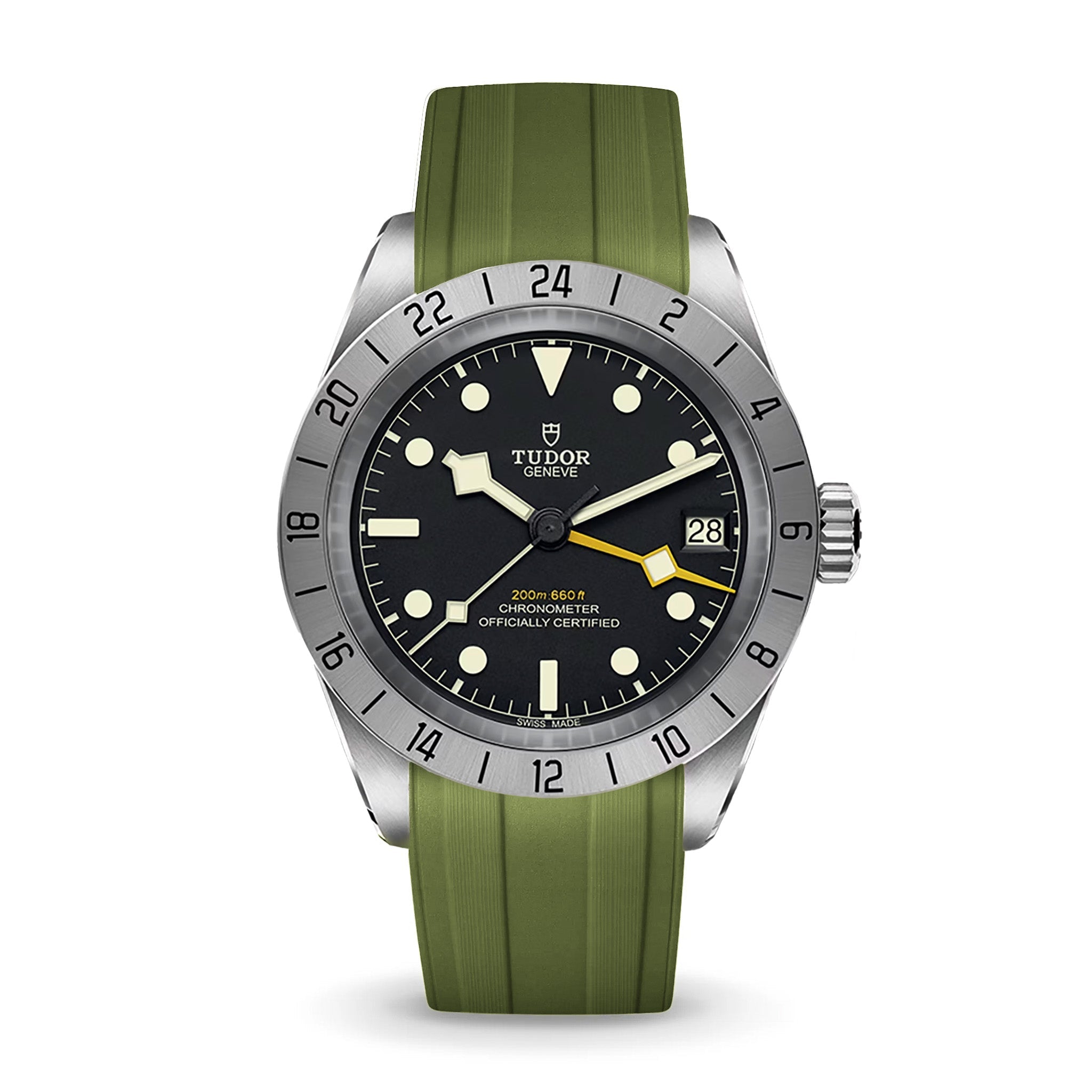 Deployant FKM Strap for Tudor Black Bay PRO - Sea Moss Green
