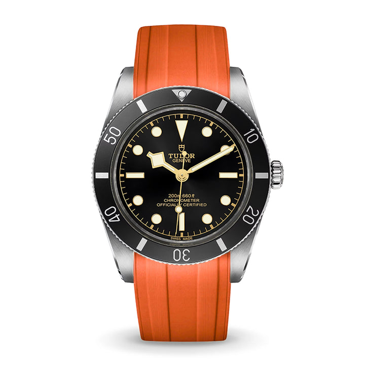 Deployant FKM Strap for Tudor Black Bay 54 - Buoy Orange