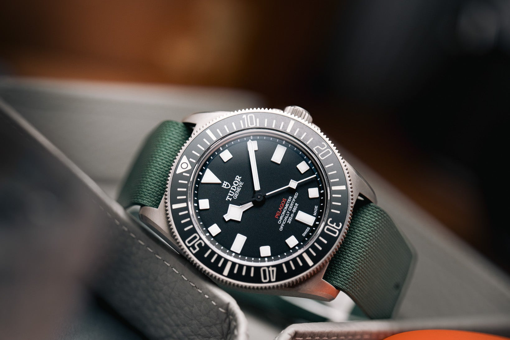 Tudor Pelagos FXD Watch with green AnchorFlex Pro FKM rubber strap