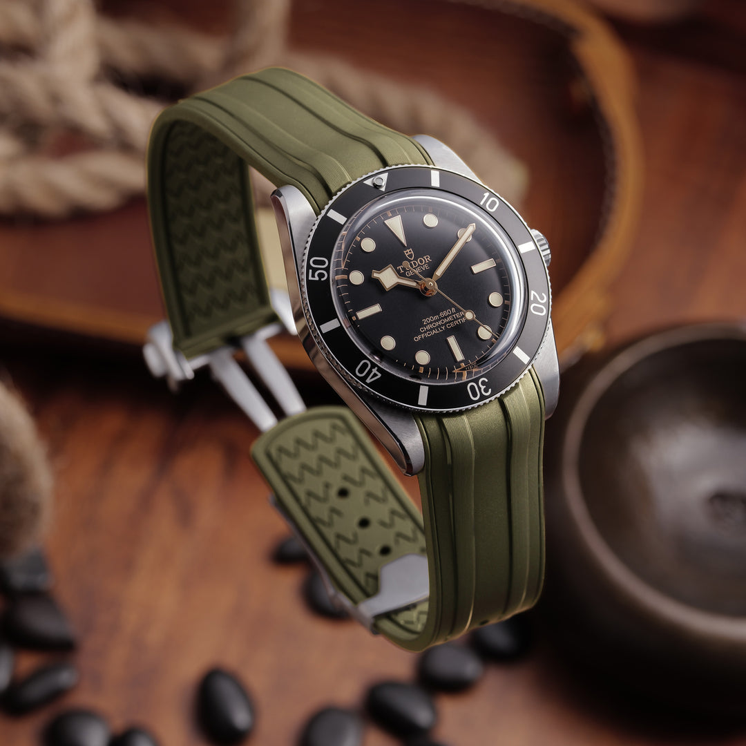Deployant FKM Strap for Tudor Black Bay 54 - Sea Moss Green