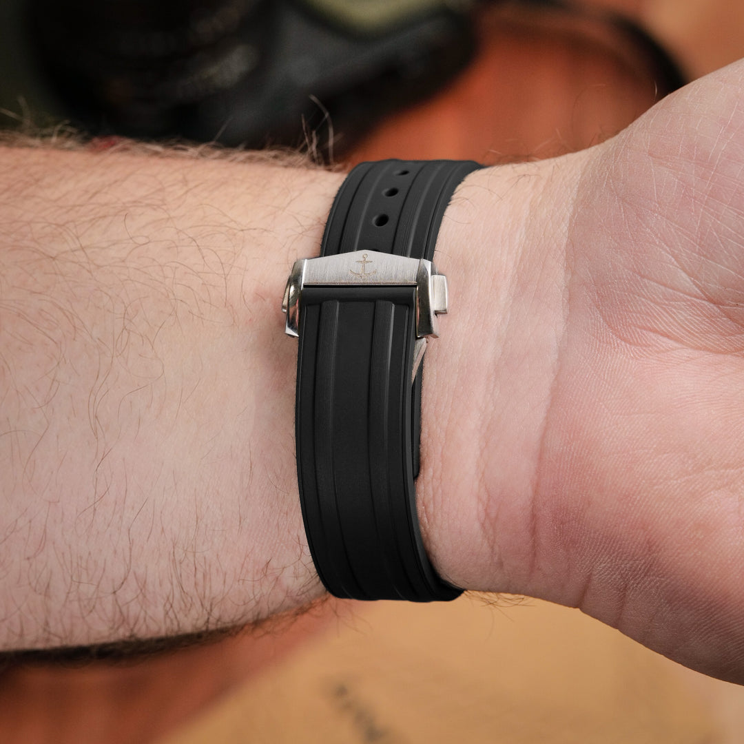 Deployant FKM Strap for Omega Speedmaster Professional - Jet Black