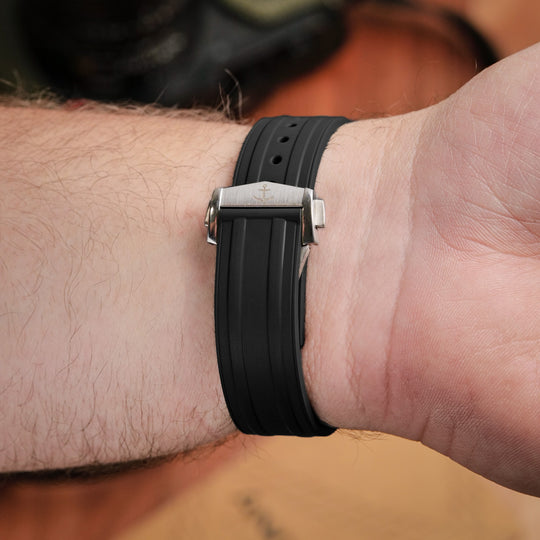 Deployant FKM Strap for Omega Speedmaster Professional - Jet Black