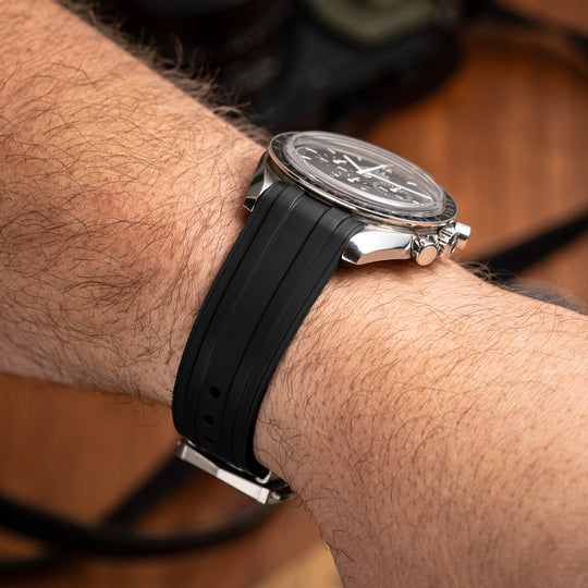 Deployant FKM Strap for Omega Speedmaster Professional - Jet Black