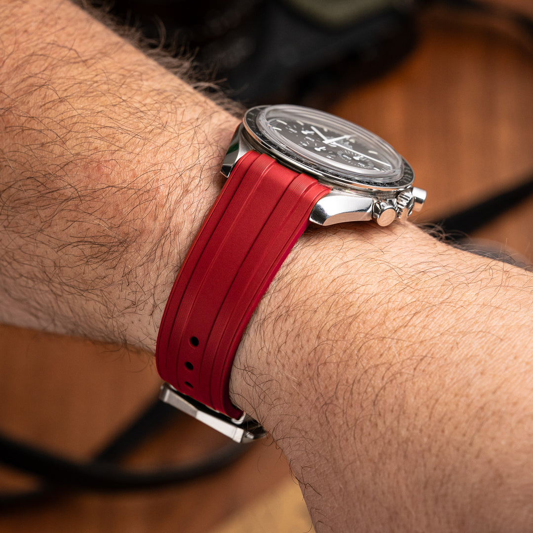 Deployant FKM Strap for Omega Speedmaster Professional - Signal Red
