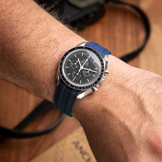 Deployant FKM Strap for Omega Speedmaster Professional - Navy Blue
