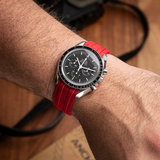 Deployant FKM Strap for Omega Speedmaster Professional - Signal Red