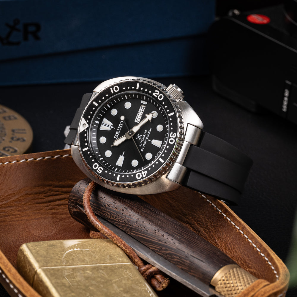 Kumamoto™ CTS End-Link Rubber Strap for Seiko Turtle - Black