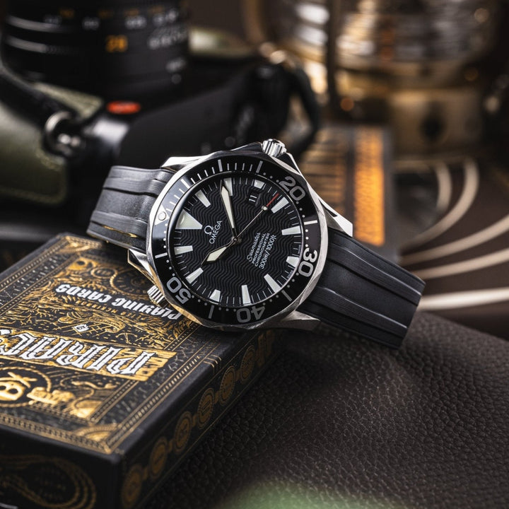 AnchorFlex Deployant FKM for Omega Seamaster - Black - Anchor Strap Co.