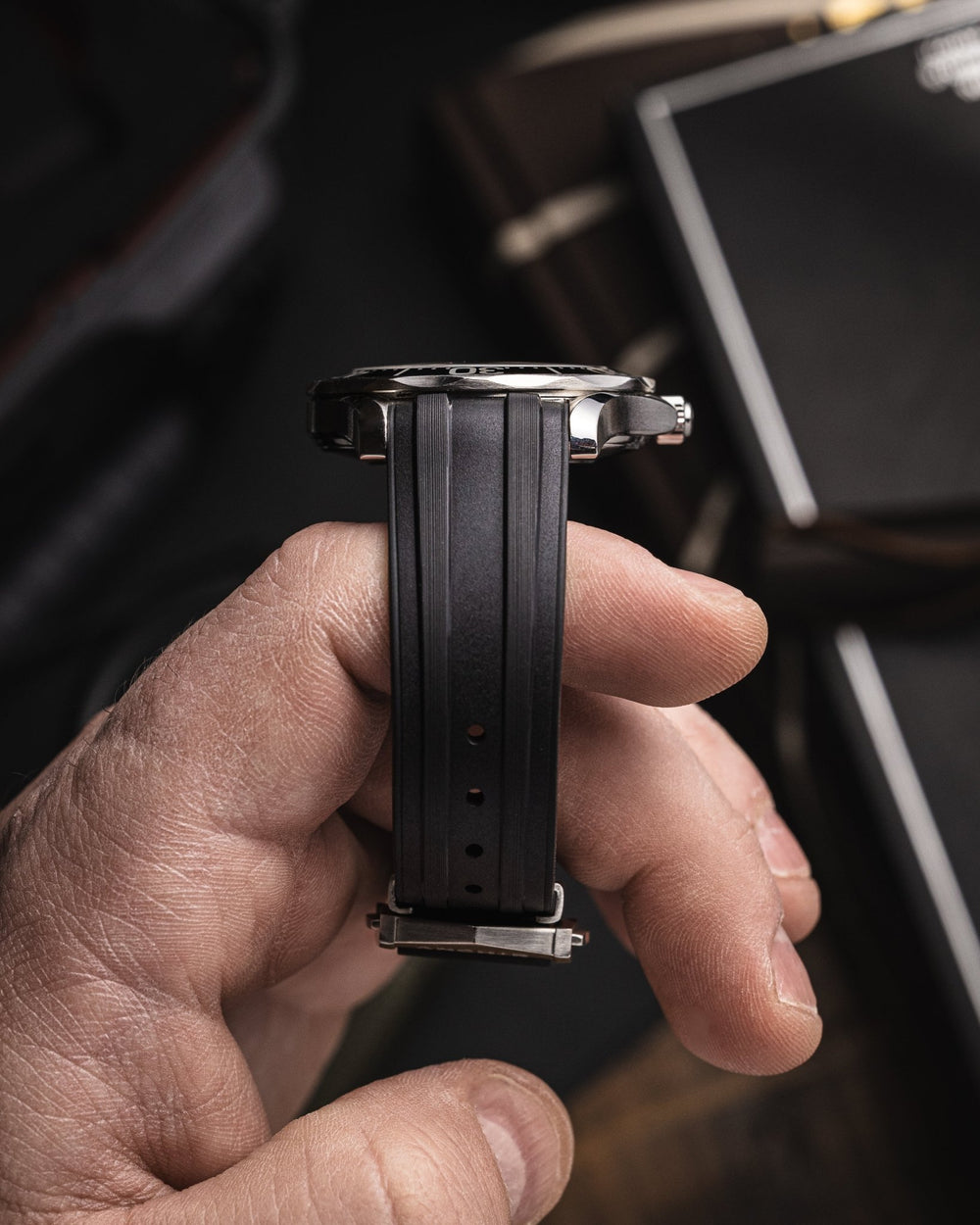 AnchorFlex Deployant FKM for Omega Seamaster - Black - Anchor Strap Co.