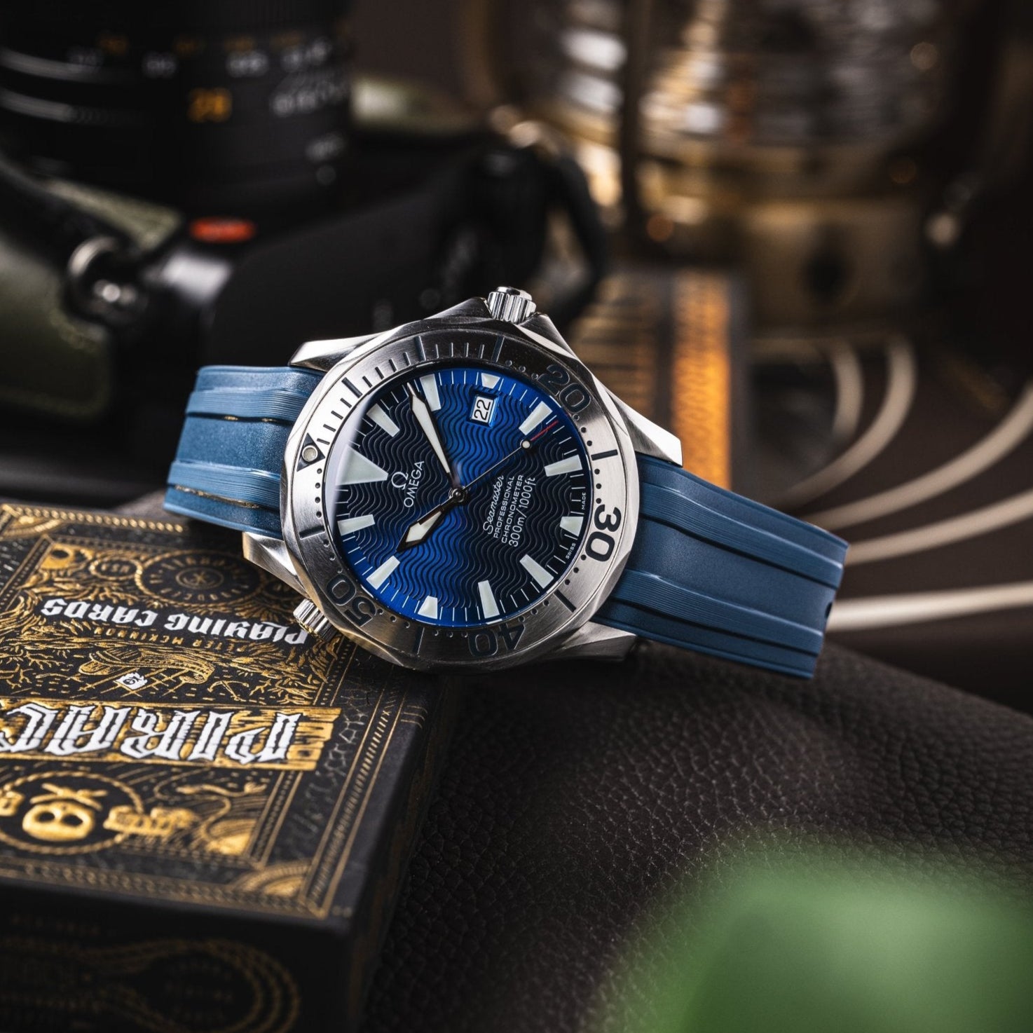 AnchorFlex Deployant FKM for Omega Seamaster - Navy - Anchor Strap Co.