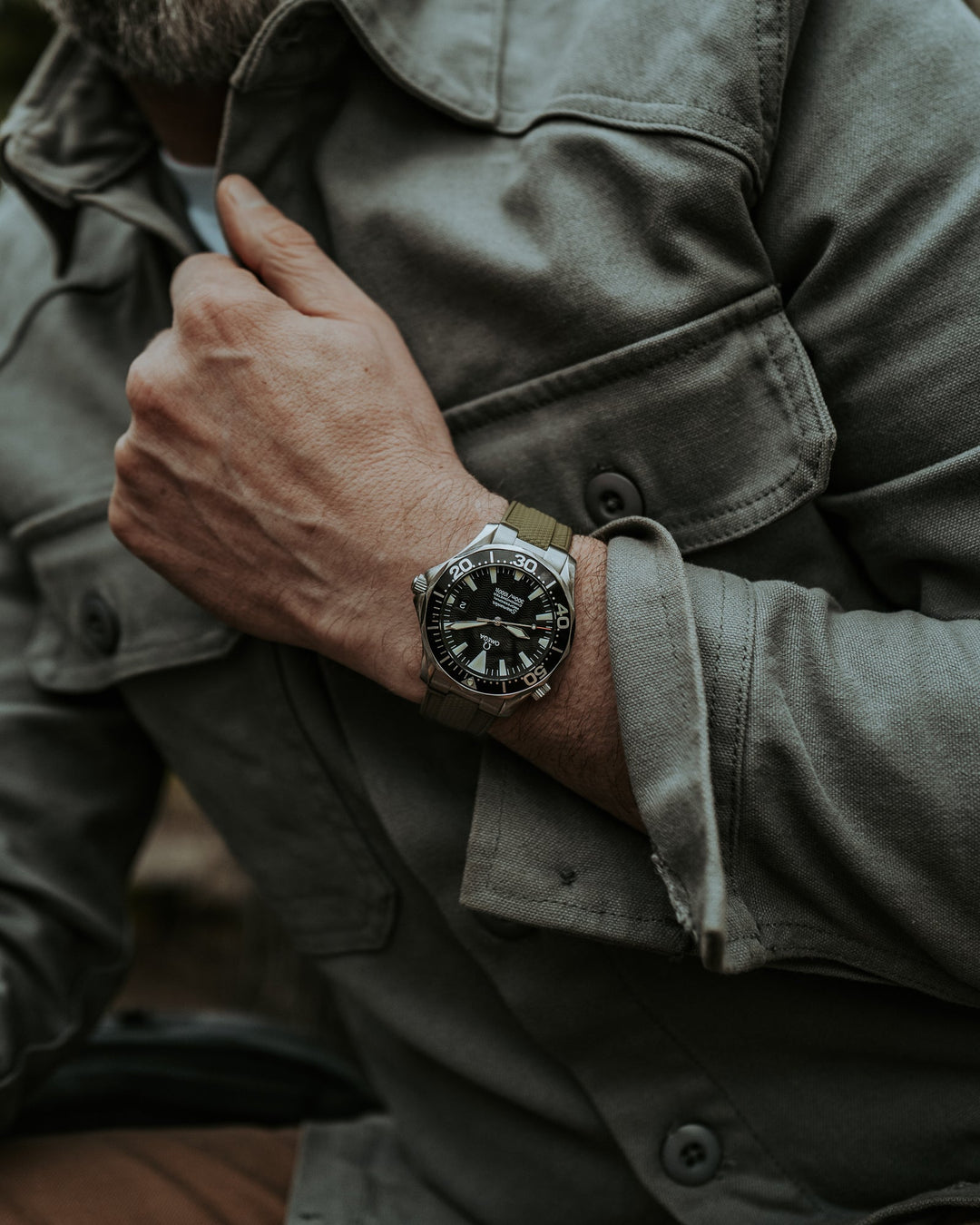 AnchorFlex™ End-Link for Omega Seamaster 41mm - Sea Moss Green - Anchor Strap Co.