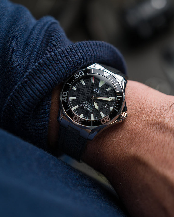 AnchorFlex™ Flagship EL for Omega Seamaster 41mm - Bathyscaphe Black - Anchor Strap Co.