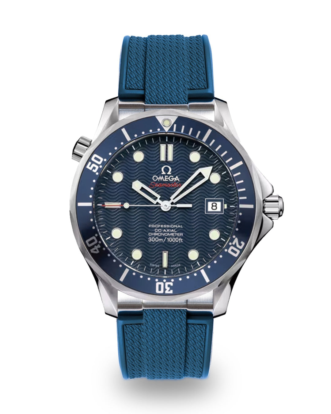 AnchorFlex™ Flagship EL for Omega Seamaster 41mm - Navy Blue - Anchor Strap Co.