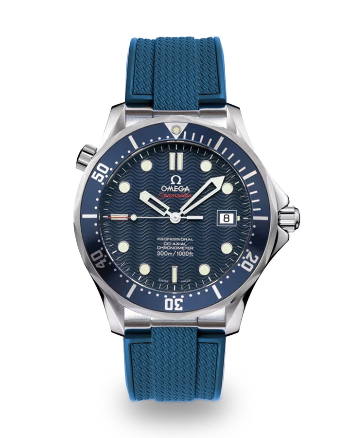AnchorFlex™ Flagship EL for Omega Seamaster 41mm - Navy Blue - Anchor Strap Co.