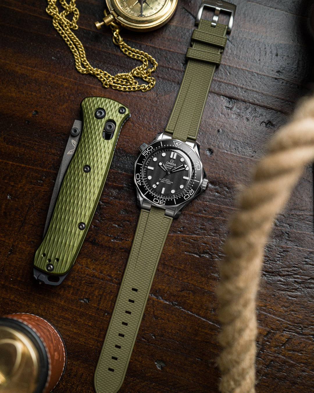 AnchorFlex™ Flagship EL for Omega Seamaster 42mm - Sea Moss Green - Anchor Strap Co.