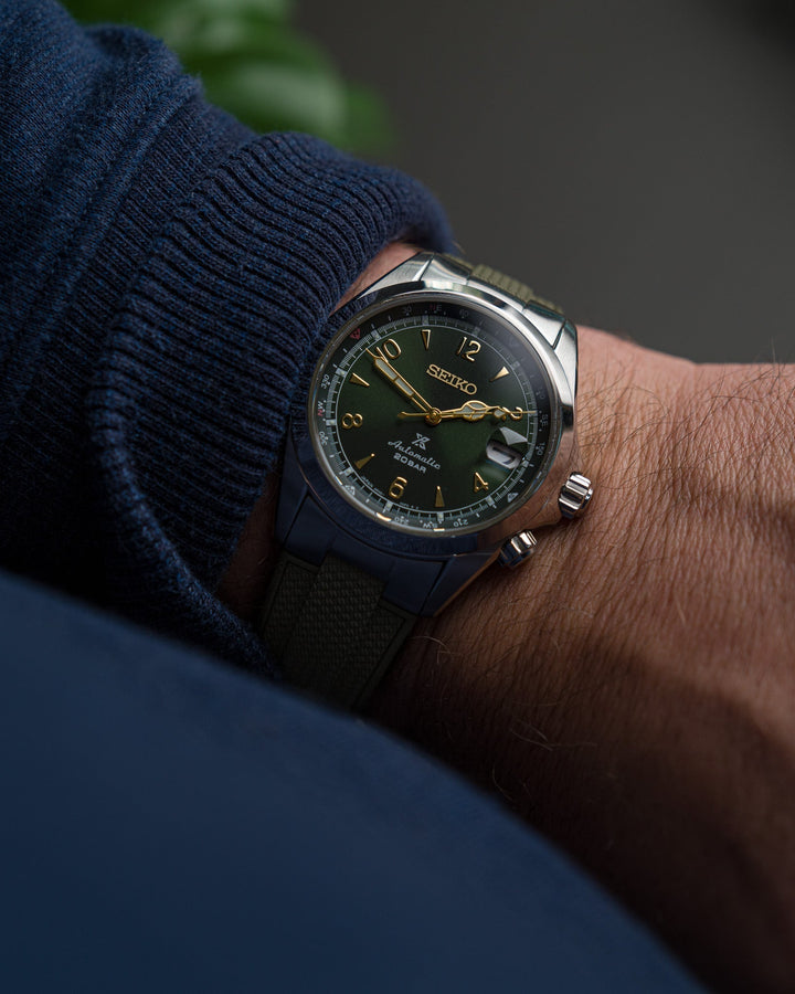 AnchorFlex™ Flagship EL for Seiko Alpinist - Sea Moss Green - Anchor Strap Co.