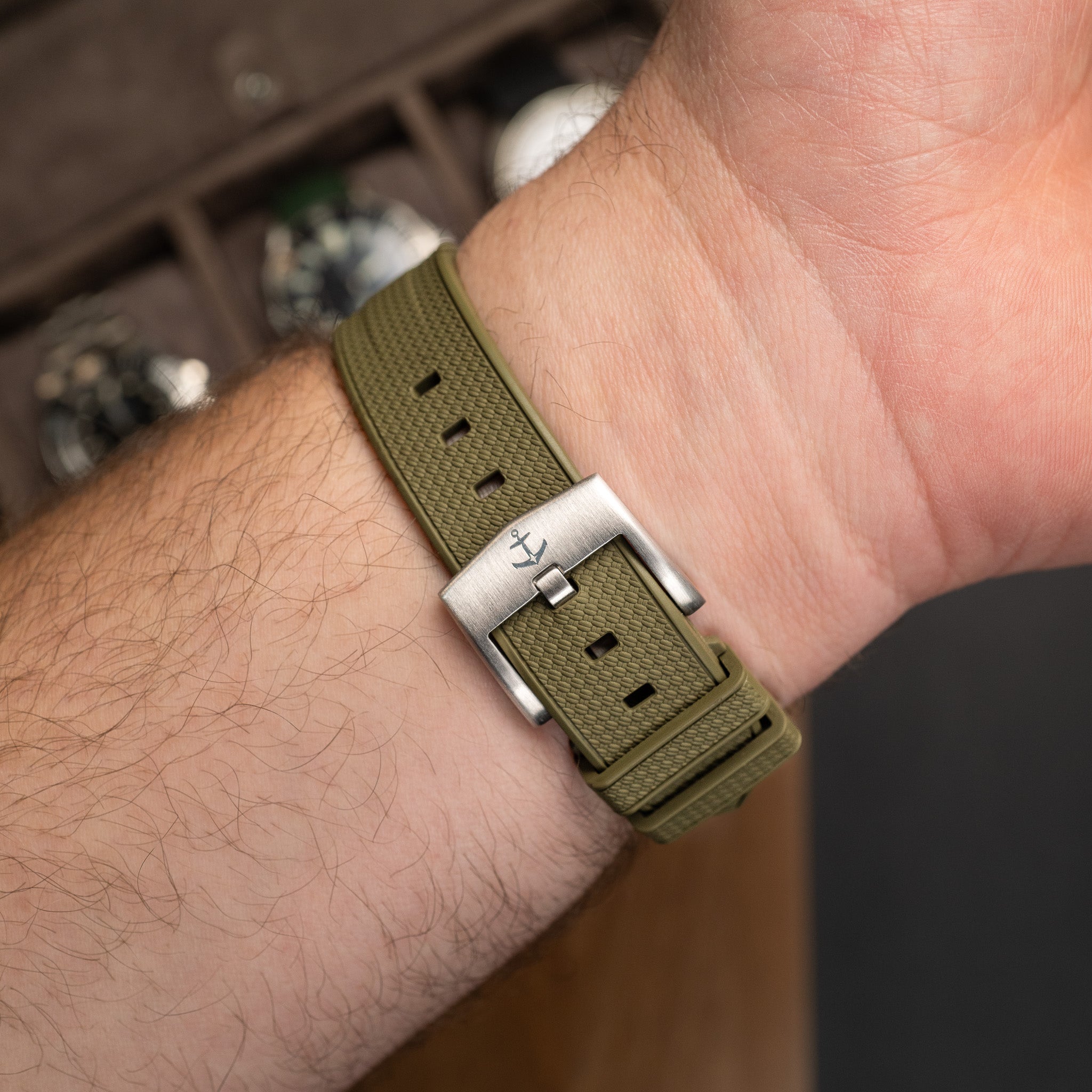 AnchorFlex Flagship FKM Rubber Watch Strap - Sea Moss Green