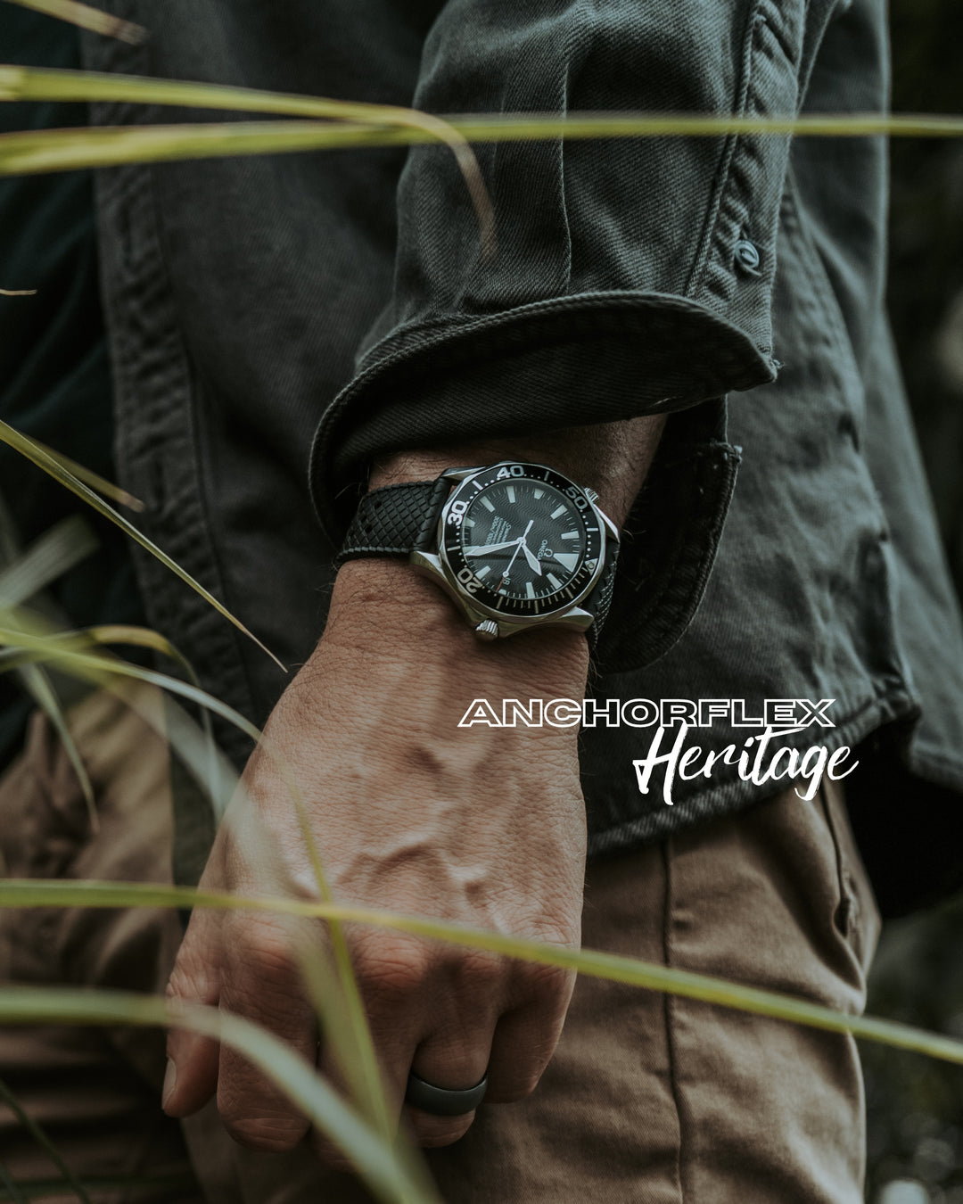 AnchorFlex Heritage Rubber Strap - Bathyscaphe Black
