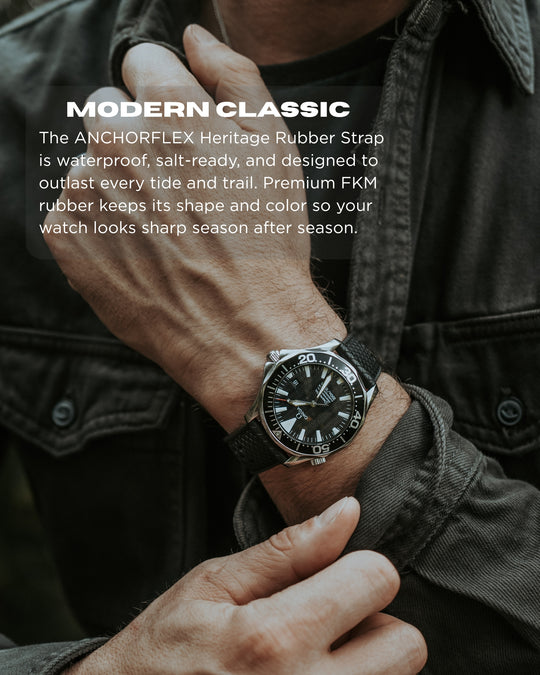 AnchorFlex Heritage Rubber Strap - Bathyscaphe Black