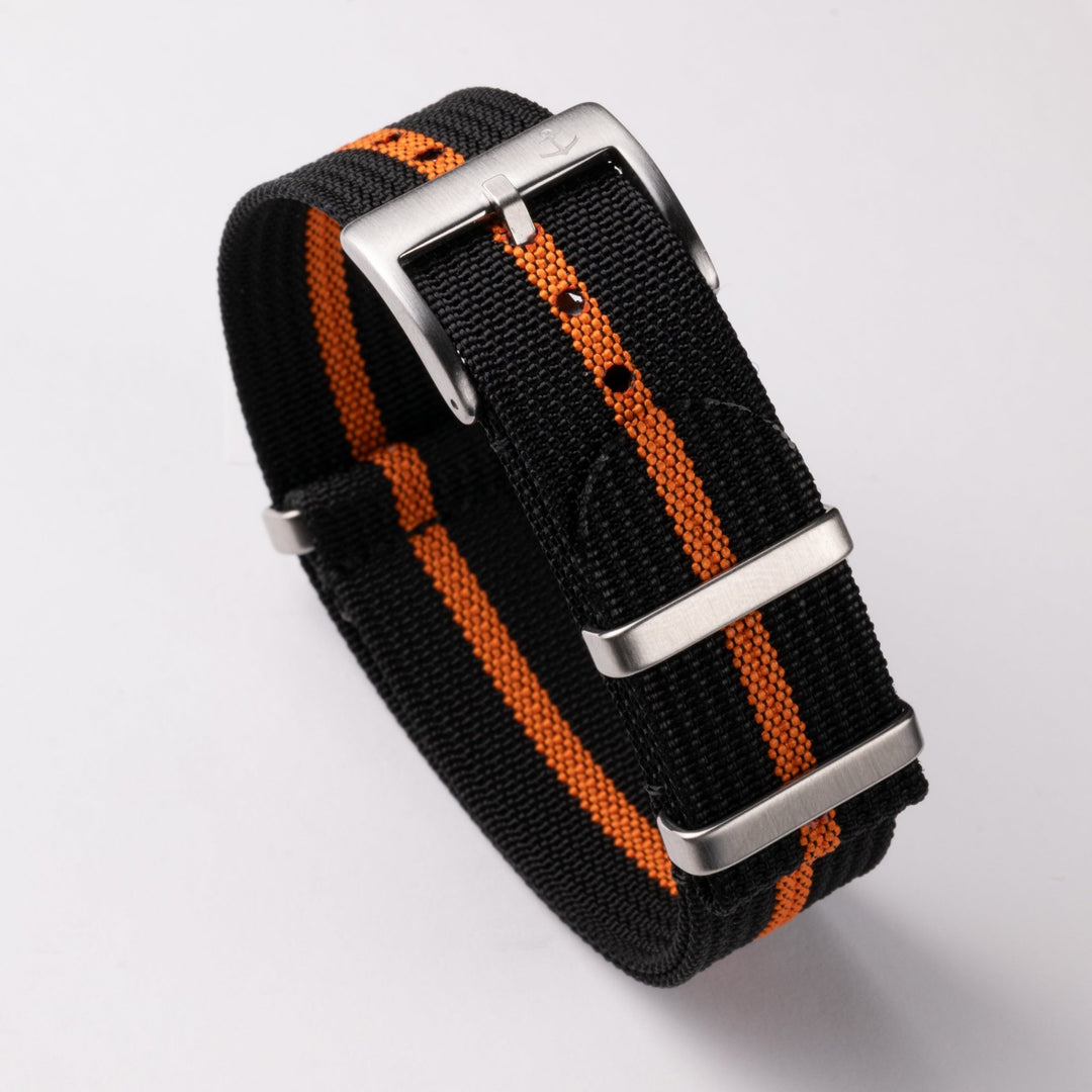 Black & Orange Ribbed Nylon Strap - Anchor Strap Co.