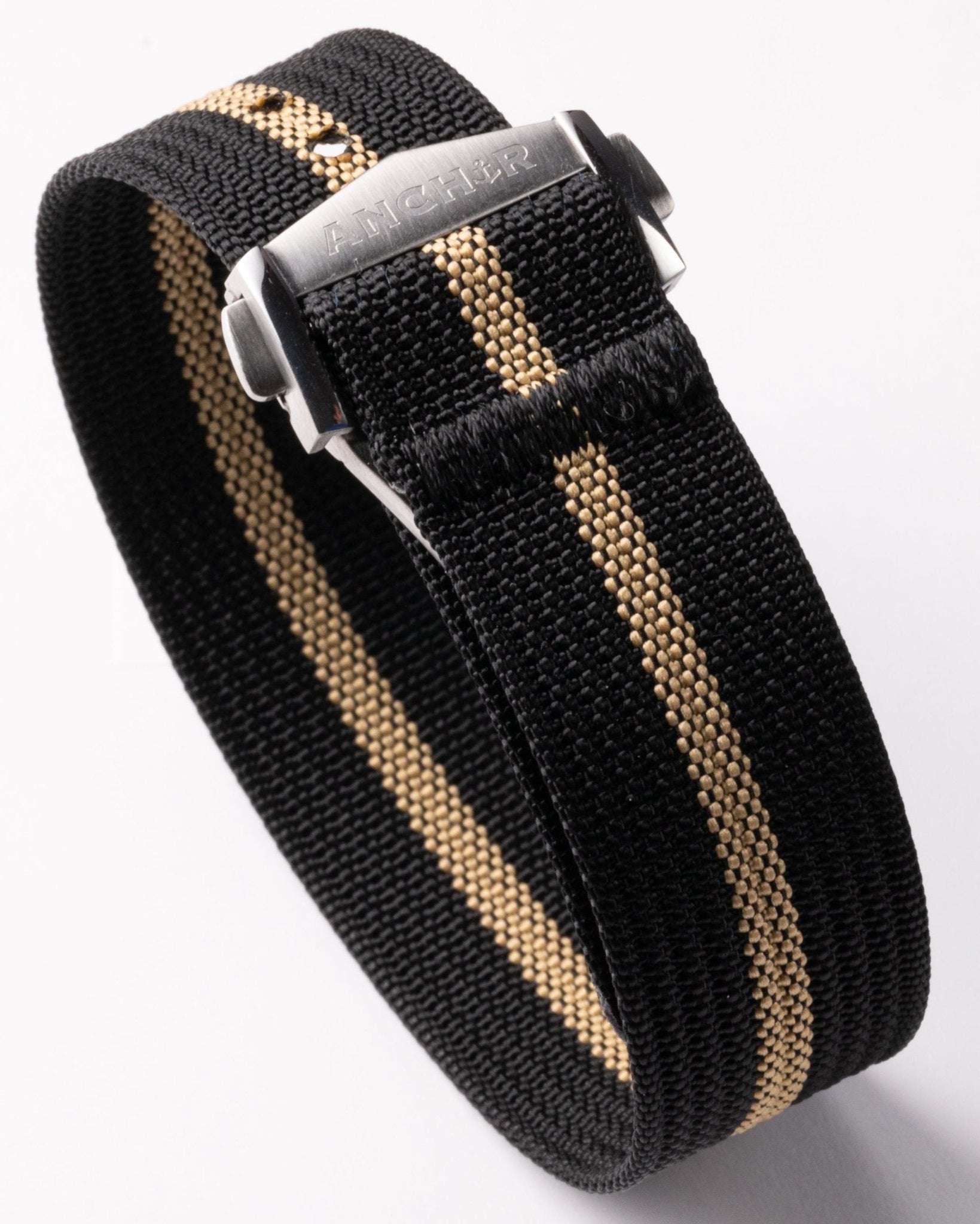 Black & Tan Deployant Nylon Strap - Anchor Strap Co.