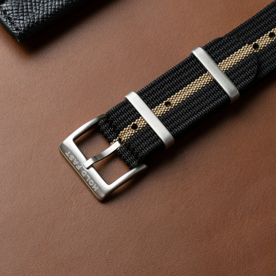 Black & Tan Ribbed Nylon Strap - Anchor Strap Co.