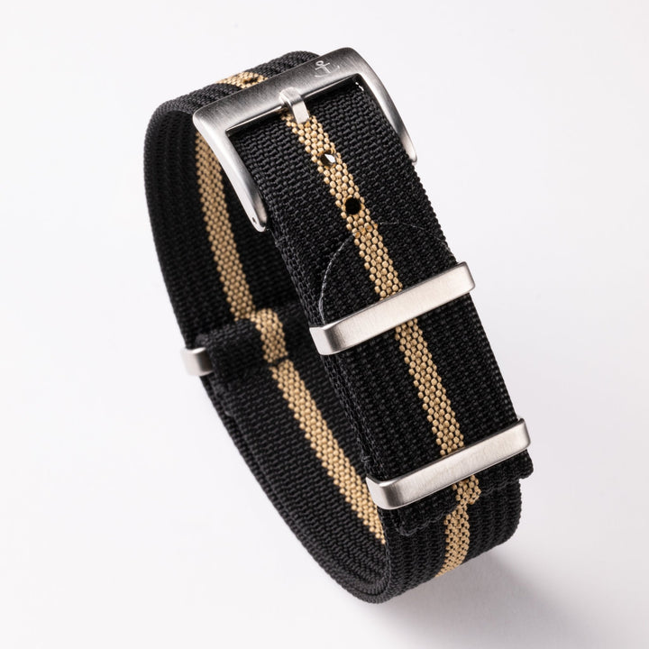 Black &amp; Tan Ribbed Nylon Strap - Anchor Strap Co.
