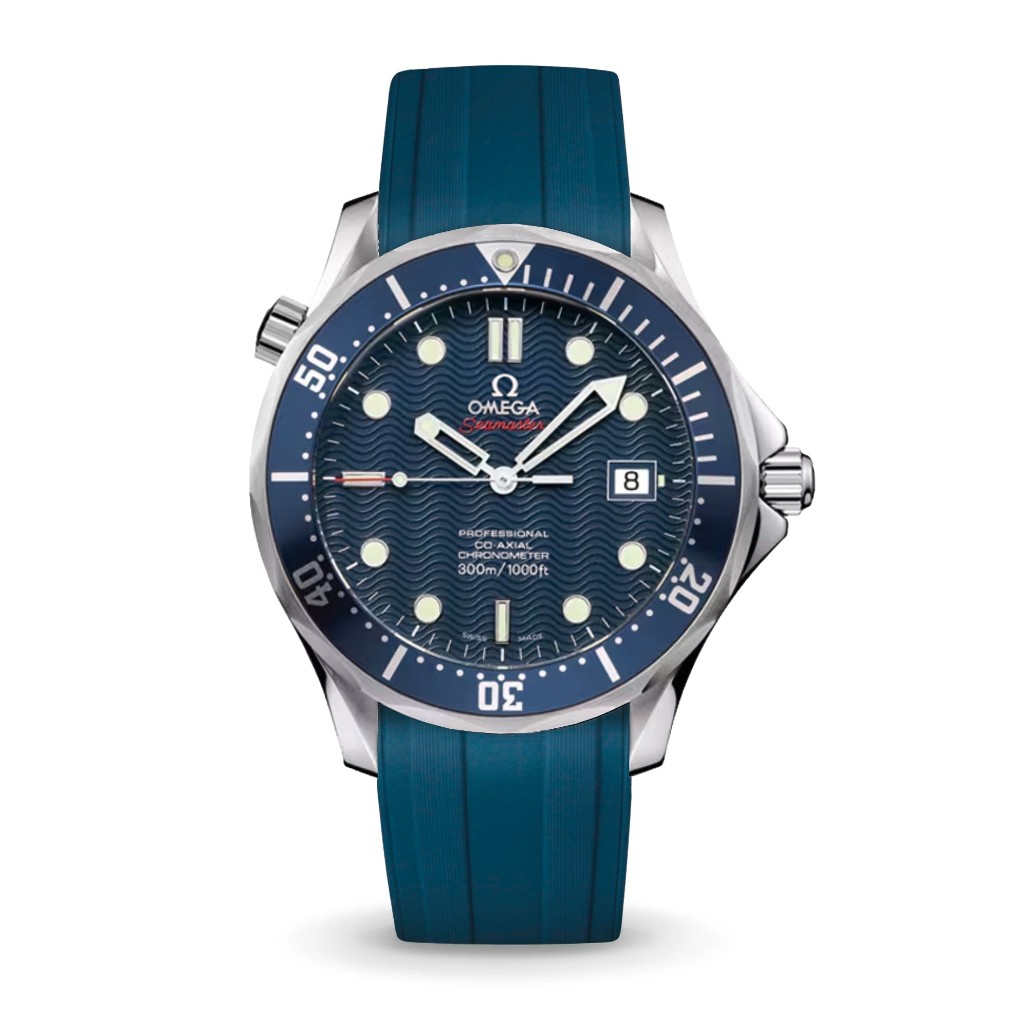 Deployant FKM for Omega Seamaster 41mm - Navy Blue – Anchor Strap Co.