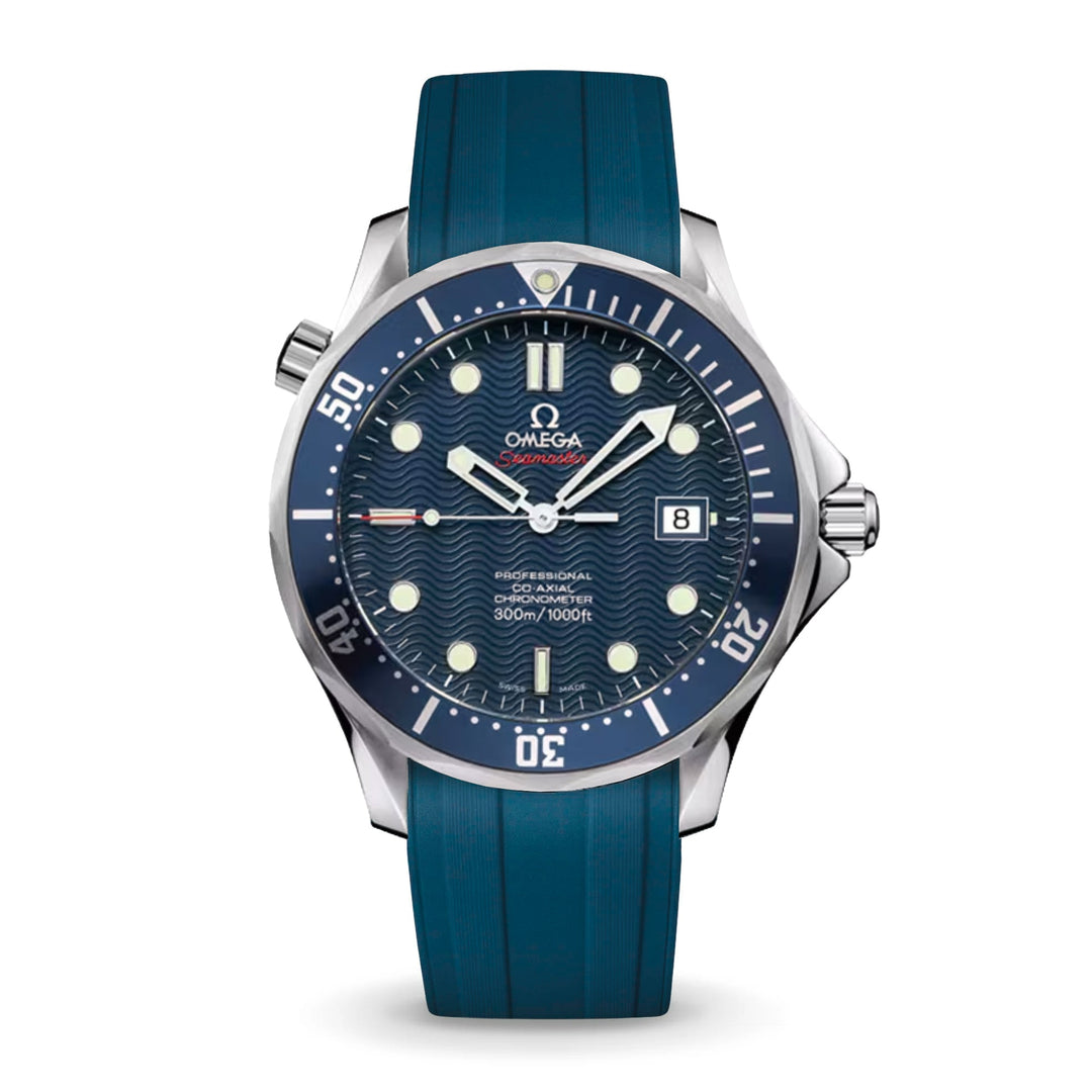 Deployant FKM for Omega Seamaster 41mm - Navy Blue - Anchor Strap Co.