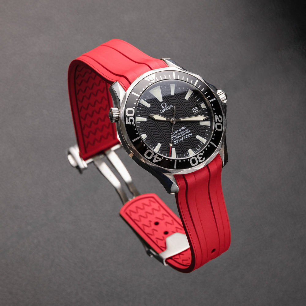 Deployant FKM for Omega Seamaster 41mm - Signal Red - Anchor Strap Co.