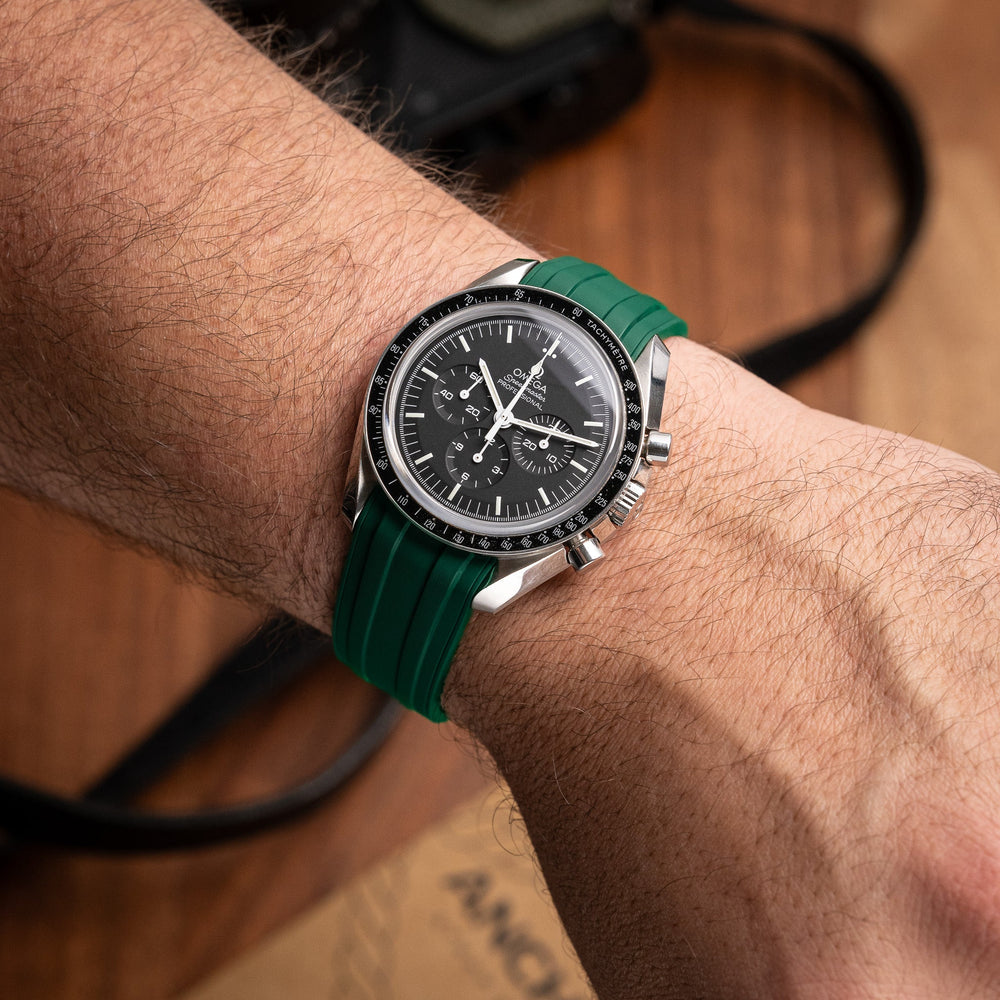 Deployant FKM Strap for Omega Speedmaster Professional - Emerald Green - Anchor Strap Co.