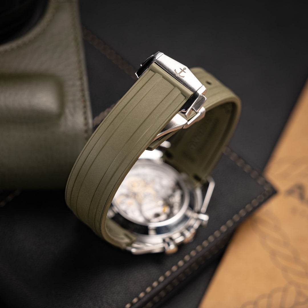 Deployant FKM Strap for Omega Speedmaster Professional - Sea Moss Green - Anchor Strap Co.