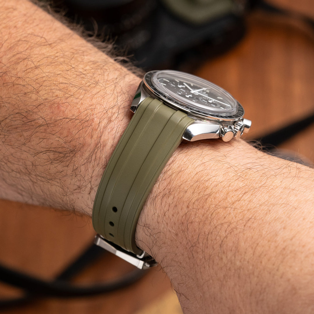 Deployant FKM Strap for Omega Speedmaster Professional - Sea Moss Green - Anchor Strap Co.