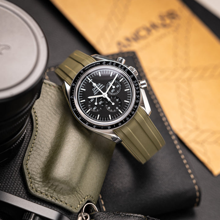 Deployant FKM Strap for Omega Speedmaster Professional - Sea Moss Green - Anchor Strap Co.
