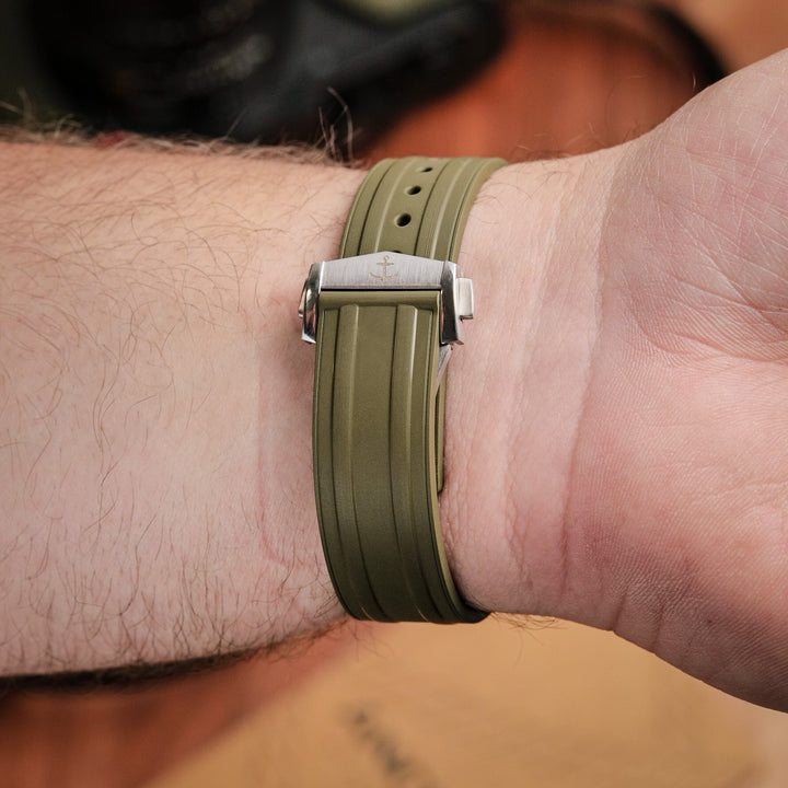 Deployant FKM Strap for Omega Speedmaster Professional - Sea Moss Green - Anchor Strap Co.