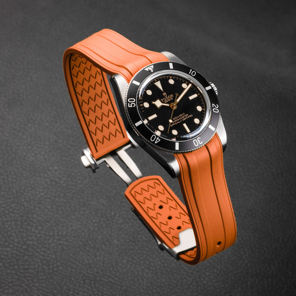 Deployant FKM Strap for Tudor Black Bay 54 - Buoy Orange - Anchor Strap Co.