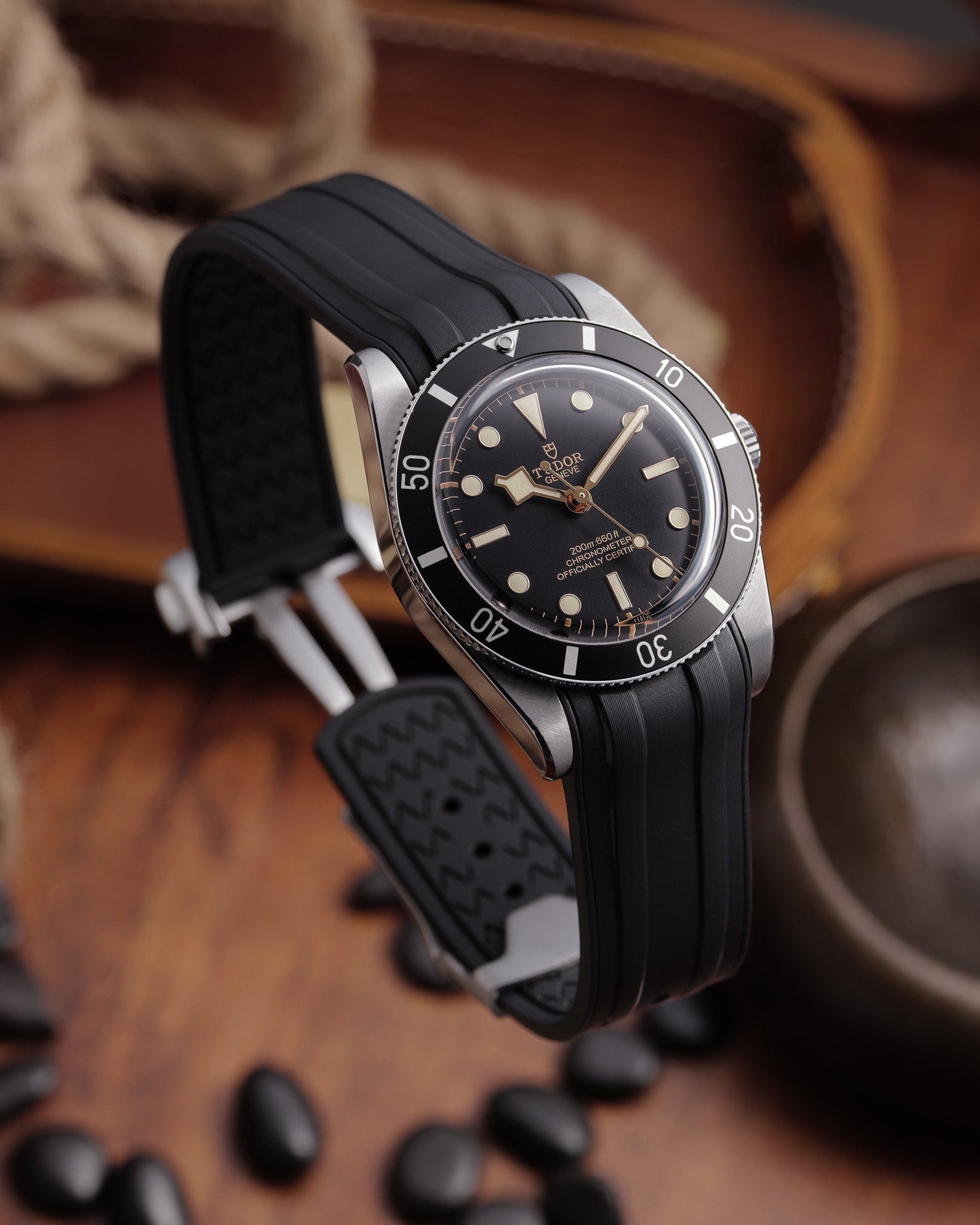 Deployant FKM Strap for Tudor Black Bay 54 - Jet Black – Anchor