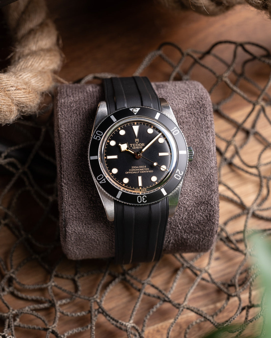 Deployant FKM Strap for Tudor Black Bay 54 - Jet Black - Anchor Strap Co.
