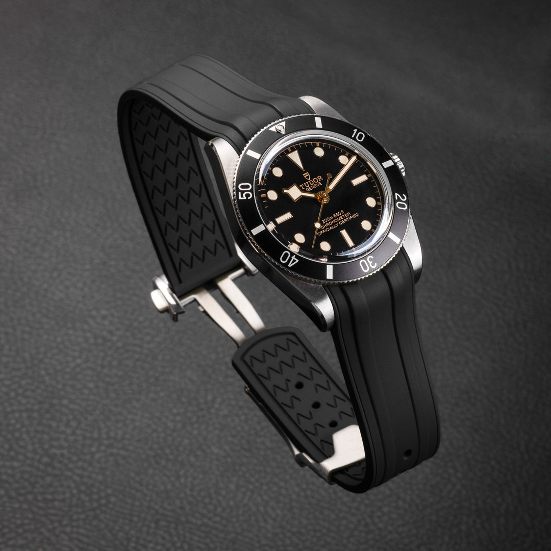 Deployant FKM Strap for Tudor Black Bay 54 - Jet Black - Anchor Strap Co.