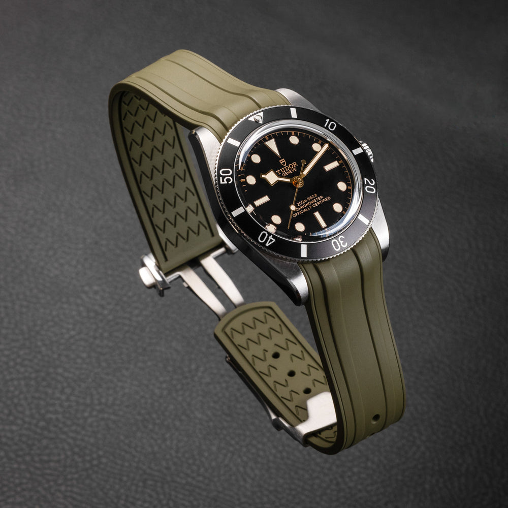 Deployant FKM Strap for Tudor Black Bay 54 - Sea Moss Green - Anchor Strap Co.