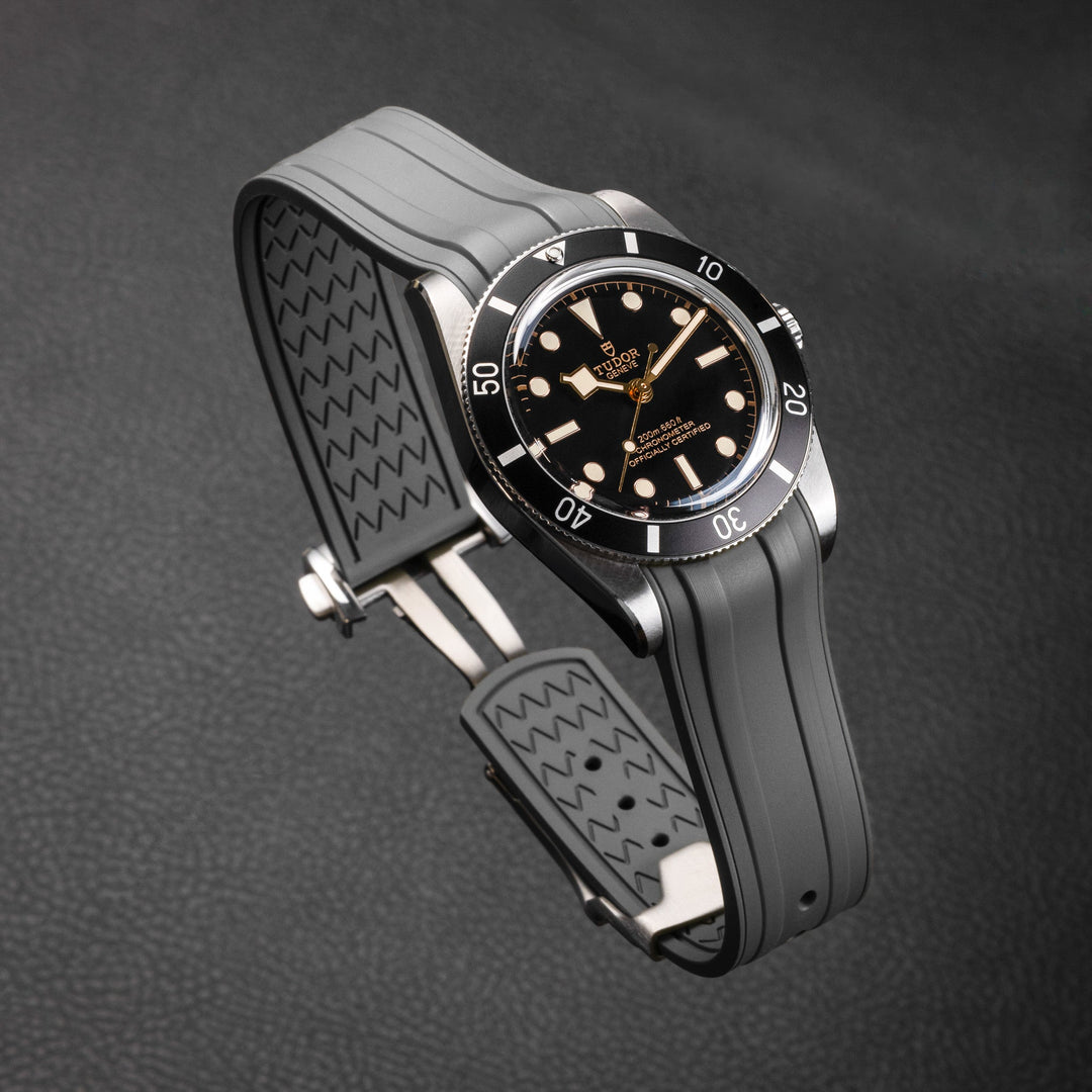 Deployant FKM Strap for Tudor Black Bay 54 - Storm Grey - Anchor Strap Co.