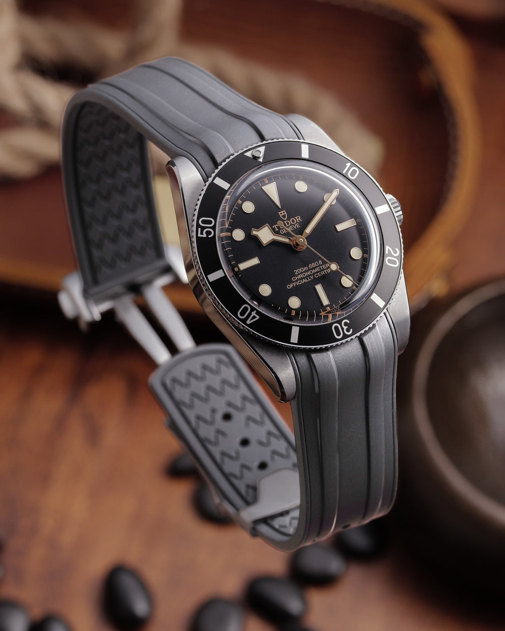 Deployant FKM Strap for Tudor Black Bay 54 - Storm Grey - Anchor Strap Co.