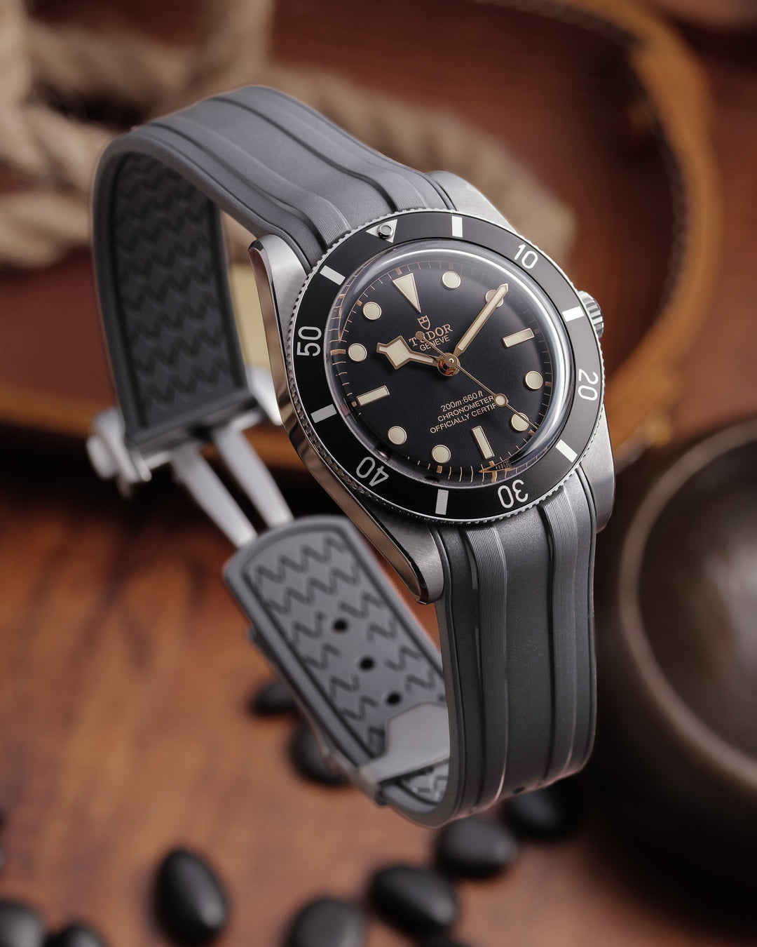 Deployant FKM Strap for Tudor Black Bay 54 - Storm Grey - Anchor Strap Co.