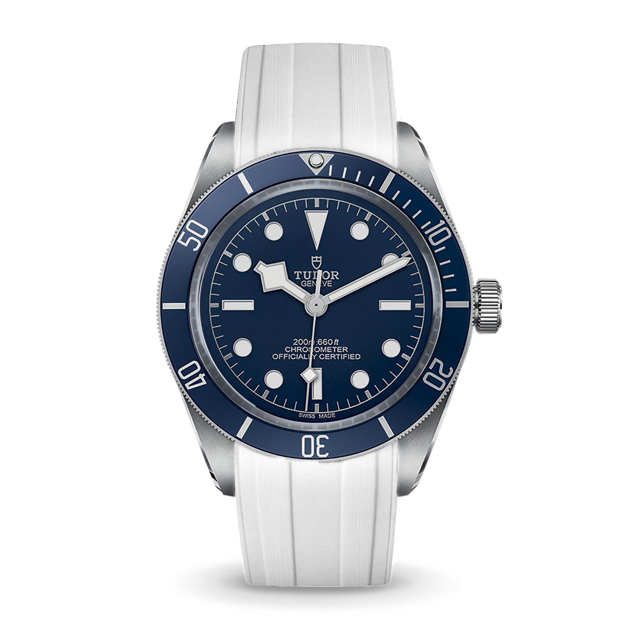 Deployant FKM Strap for Tudor Black Bay 58 - Arctic White – Anchor