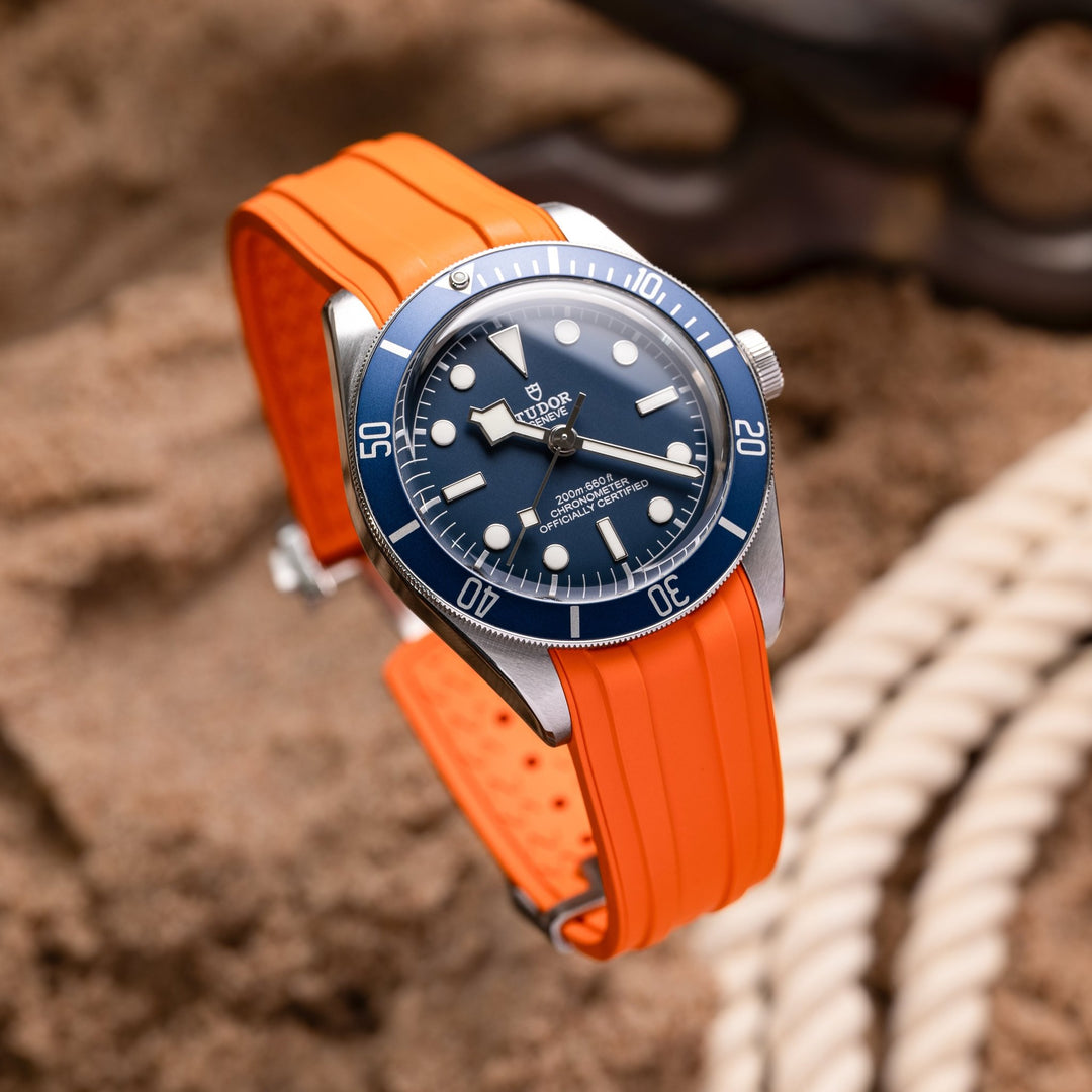 Deployant FKM Strap for Tudor Black Bay 58 - Buoy Orange - Anchor Strap Co.