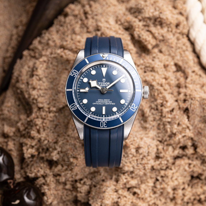 Deployant FKM Strap for Tudor Black Bay 58 - Navy Blue - Anchor Strap Co.
